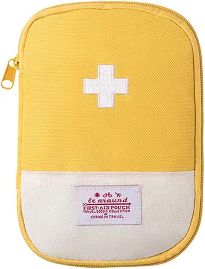 Red First Aid Bag Empty 1st Aid Bag Section Dividers Medical Travel Case Emergency First Responder Storage Compact Medicine Bag for Car Home Office Kitchen Sport Outdoors (Yellow)