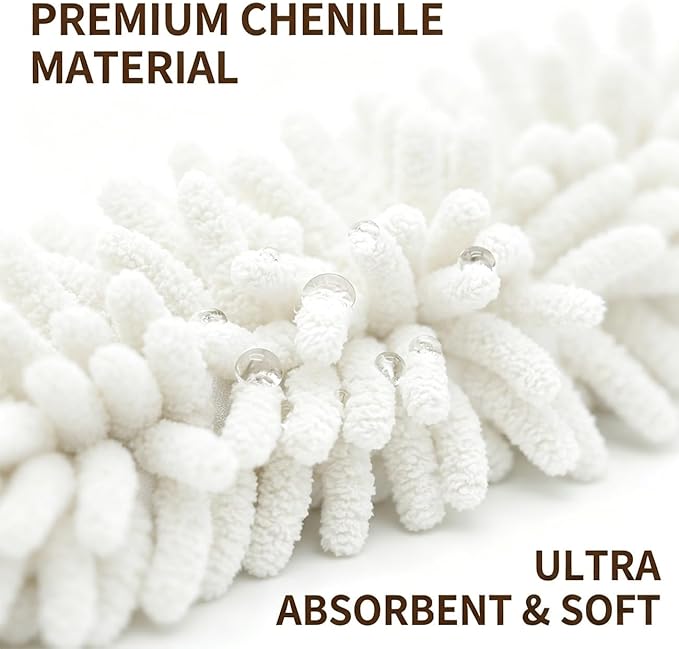 Cute Dog Chenille Hand Towel, 3D Puppy Hangable Fuzzy Ball Hand Towel Microfiber Super Soft Absorbent Bathroom & Kitchen Towels with Hanging Loop, Can Be Placed on the Sink Countertop (White & Gray)