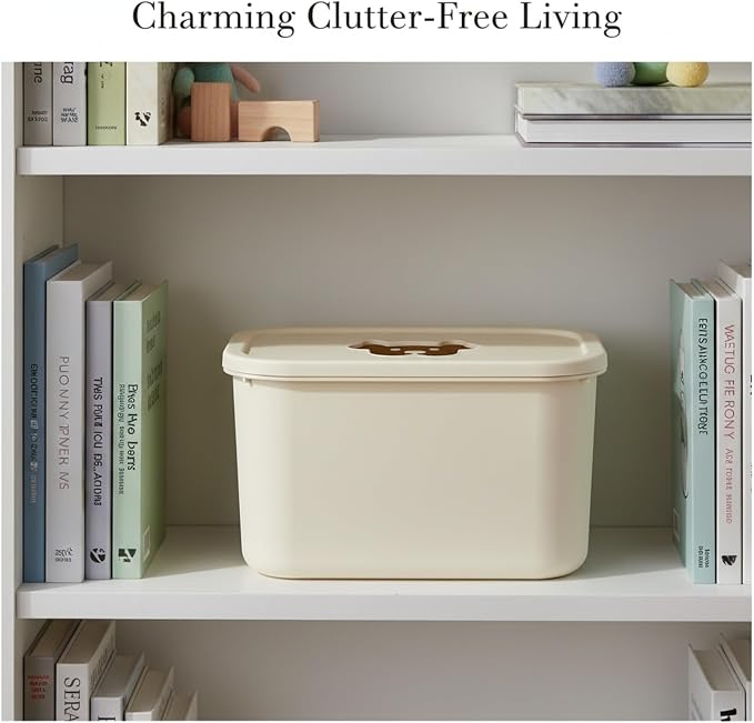 Dog Shaped Storage Bin with Lid and Handle, Decorative PP Plastic Organizer Box for Home, Office, and Craft Supplies