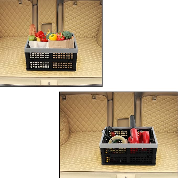 Jekiyo 16-Liter Folding Crates Storage, Collapsible Basket Plastic Set of 3 | Stackable Milk Crate Bin