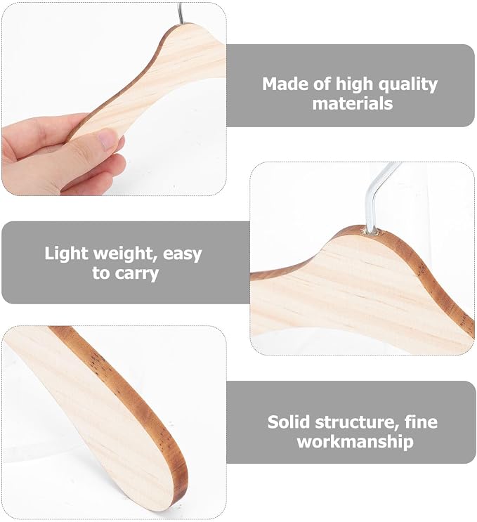jojofuny 10pcs Wooden Pet Clothes Hanger for Dog Apparel with Stainless Steel Hook Sturdy Solid Wood Material Organizer for Pet Clothing to Keep Clothes Neat and Accessible