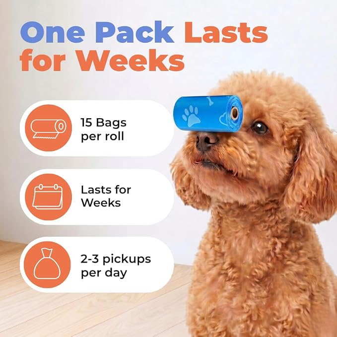 Best Pet Supplies Poop Bags for Dogs - Blue, 240 Count | Unscented, Leak-proof, Easy-Tear perforations, 15 Thick Bags per roll, Outdoor Walking & Travel, Fits Standard Holders