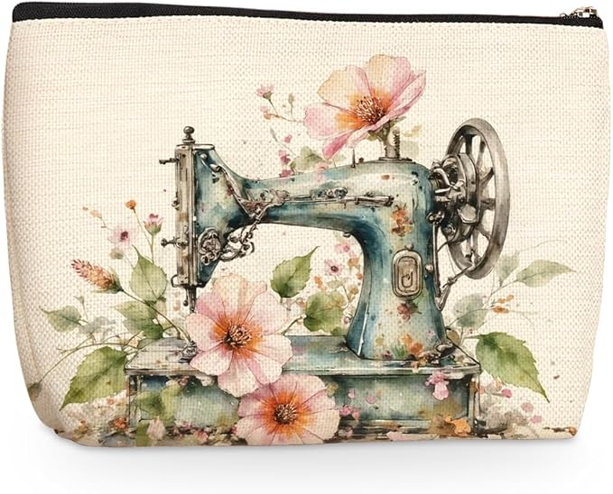Sewing Makeup Bag, Sewing Gifts for Quilters Quilt Flower Cosmetic Bags | Flower Lovers Gifts for Women Travel Organizer Bag Makeup Pouch, Sister Birthday Christmas Gift for Women Mom Friend