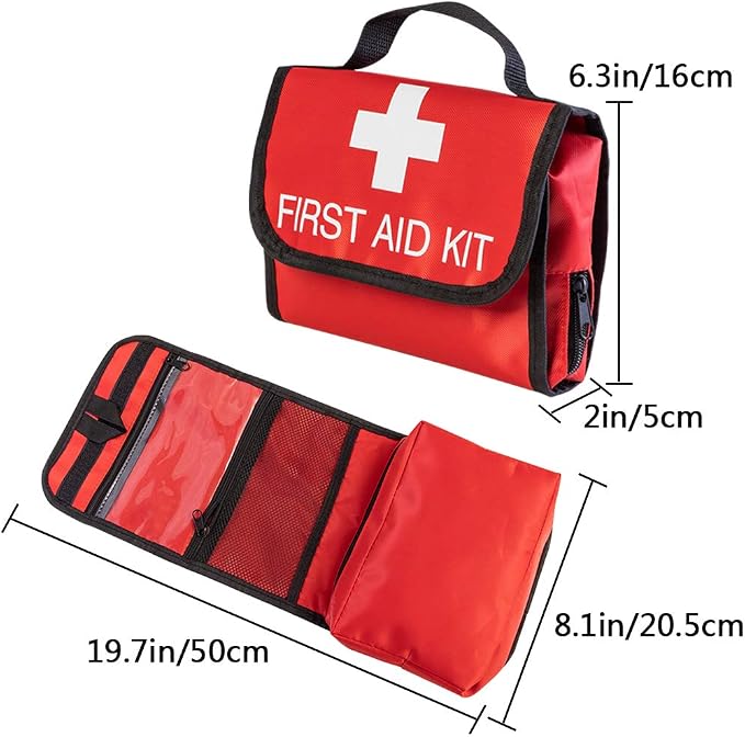 Nylon First Aid Empty Kit,Compact and Lightweight First Aid Bag for Emergency at Home, Office, Car, Outdoors, Boat, Camping, Hiking(Bag Only) (2 Pack Red Foldable)