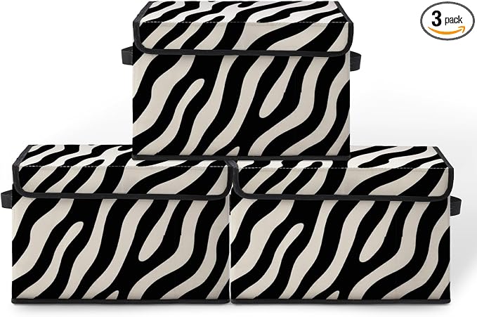 Stackable Storage Bins with Lids,Closet Organizers Fabric Box for Home and Office,Blanket Clothes Organizers,Under Bed Storage Containers 3 Pack
