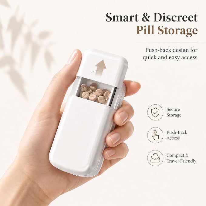 Pill Cutter | Pill Splitter for Small or Large Pills | Design in The USA| Cuts Vitamins |- Adjustable Splitter Easy to Clean, Safe for Seniors, Kids, Pets (Beige)