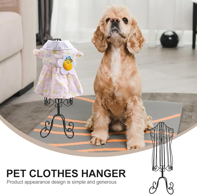 STOBOK Pet Clothes Rack 16.14X5.51 Inch Metal Wire Mannequin Stand for Puppy and Cat Garment Display and Costume Storage Organizer