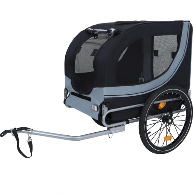 Large Folding Bike Trailer for Dogs – 66LB Capacity All-Terrain Pet Carrier, Durable Steel Frame for Cycling, Jogging, Camping & Outdoor Adventures