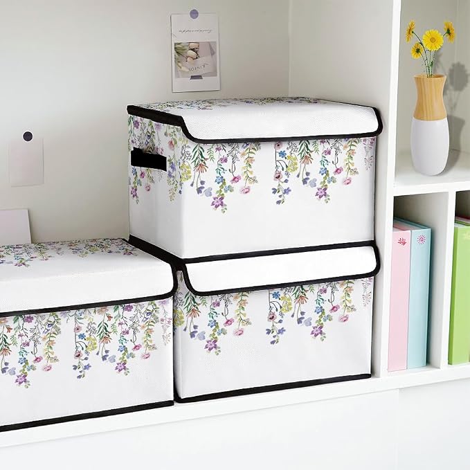 Stackable Clothes Storage Bins with Lids 3 Pack | Closet Organizers Fabric Box for Home and Office,Blanket Clothes Organizers,Under Bed Storage Containers