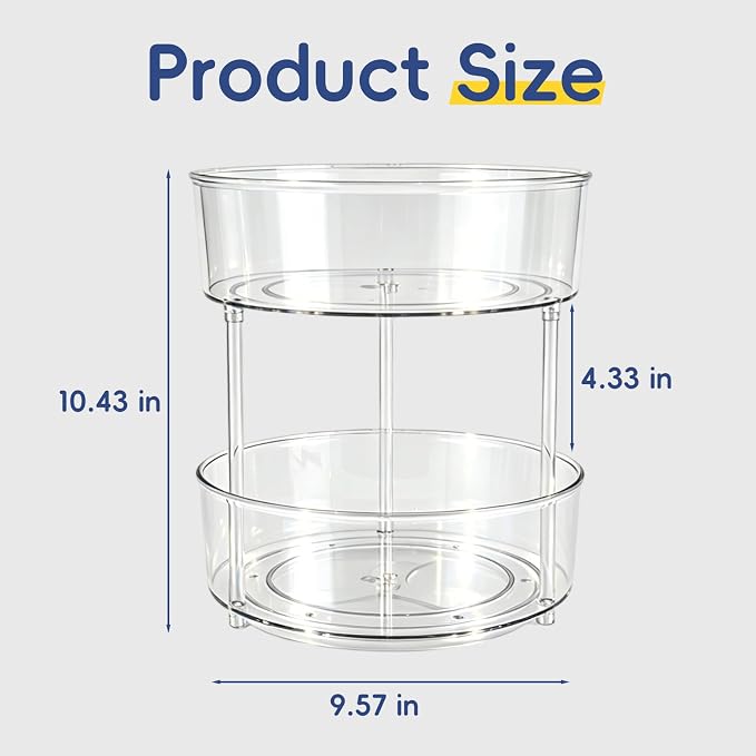 2 Tier Medicine Bottle Organizer, Lazy Susan Organizer for Prescription and Vitamin Bottles, Medicine Cabinet Organizer for Countertop and Bathroom, Transparent Organizer for Empty Pill Bottles