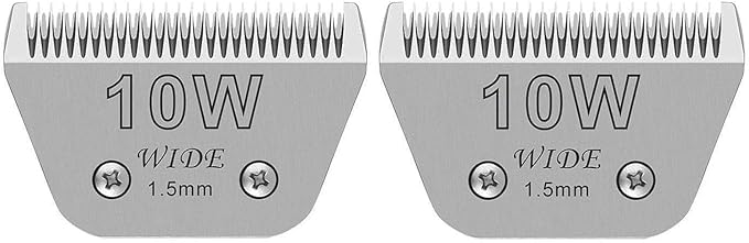 Audoc Wide Blades for Dog Grooming Blades Compatible with Andis,Oster A5,Wahl km10 Dog Clippers Stainless Steel Blades Blades for Animal Dog,Cat,Horse, (#10W(1.5mm)/2PCS)