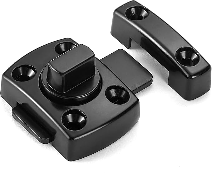 Black Rotate Bolt Gate Latches,Enhanced Security for Doors | Zinc Alloy Cabinet Lock,Pet Door Lock, for Drawer,Storage Box,Locker,Closet,Pet Cage,Wine Cabinet,Protect Privacy