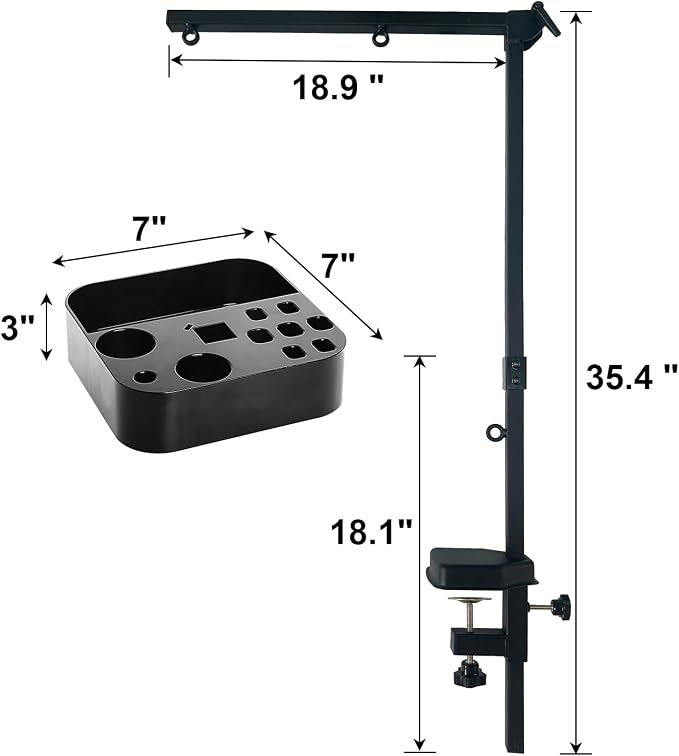 Pet Grooming arm with clamp for Large and Small Dogs - 35 inch Height Adjustable and Free Two No Sit Haunch Holder,Black