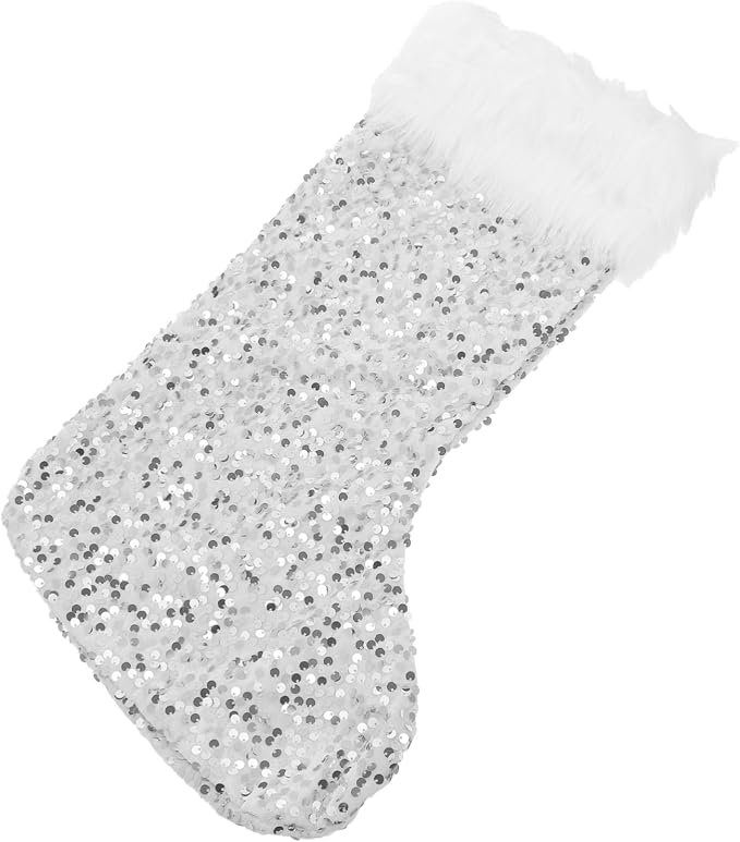 Zerodeko 1pc Christmas Stocking Bag Large Sequin Christmas Sock for Candy Storage and Holiday Decorations for Boys and Girls and Festive Decor