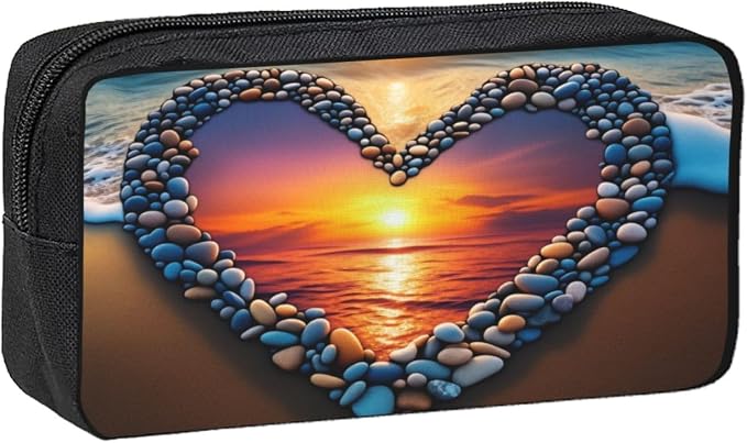 Love Beach Large Pencil Case, Durable Pen Bag Zipper Organizer Pouch for Office Travel for Women Men