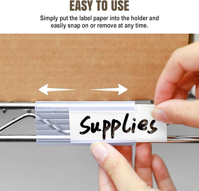 30Pcs Wire Shelf Label Holders,Plastic Wire Rack Label Holder,Compatible with Metro 1-1/4in Shelves,Label Area 3in Lx1.25in H (Label Paper Insert Included)