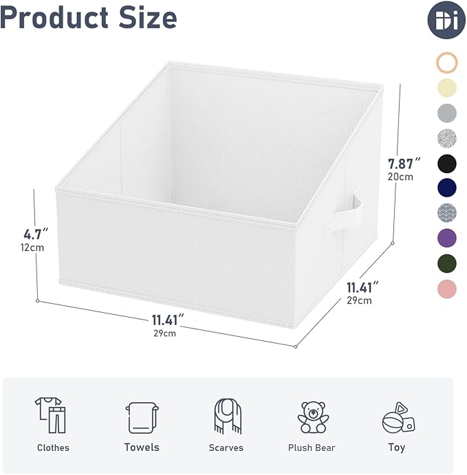DIMJ Closet Storage Bins 12 Pack - Fabric Storage Baskets for Shelves, Collapsible Clothes Organizer with Handles, Trapezoid Shelf Organization Storage Cubes for Purse, Toys, Books, Towel, Clothes