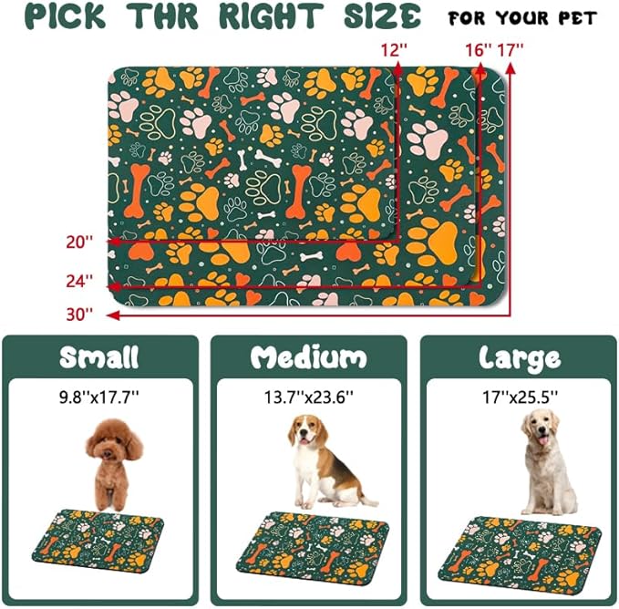 Dog Food Mats for Floors Waterproof, Dog Cat Water Bowl Mats Pet Feeding Absorbent Mat Dog Cat Pet Placemats for Food and Water Bone 24 * 32 inch