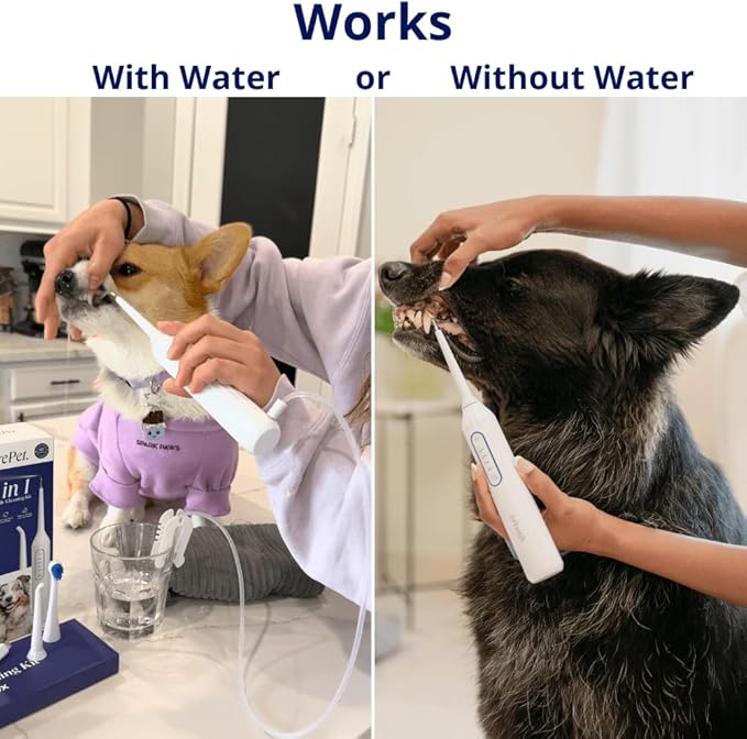 Canivet Silent Sonic Plaque & Tartar Remover for Dogs – Ultra-Quiet Dental Cleaner with Scaler, Toothbrush Heads, Water Flosser Rechargeable, Small & Large Dog Friendly