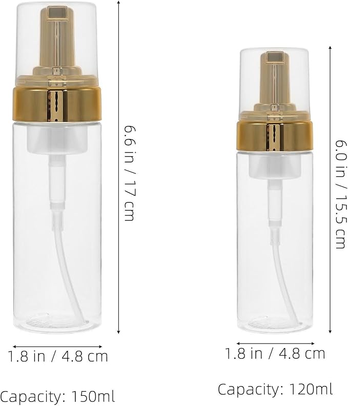 4pcs Airless Cosmetic Cream Pump Bottle Set, Pet, 120ml 150ml | Foam Dispensing, Refillable Design, Leak Proof Storage, Home Vanity Use, 4oz 5oz Sizes, Easy Identification