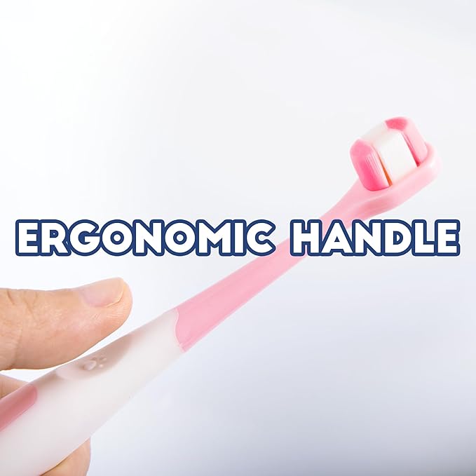 Small Dog Toothbrush, Puppy & Cat Tooth Brushing Kit, Ultra Soft & Head Teeth Brush for Kitten & Tiny to Medium Pet, Doggy Toothbrushes Deep Dental Clean, 2 PCS, Pink