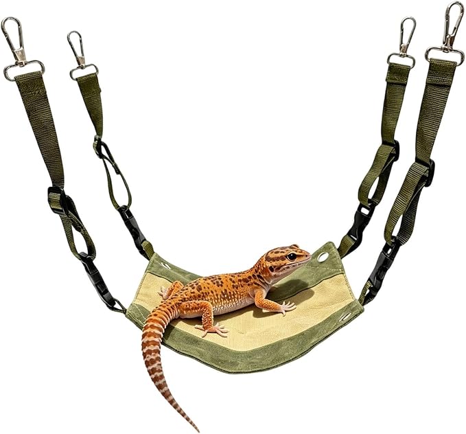 Bearded Dragon Hammock, Reptile Climbing Bed, Gecko Rest Stand | Breathable Oxford Cloth Stable Lounger with Hanging Hooks, for Lizard Frog Turtle Small Snake Tarantulas Chameleon Geckos