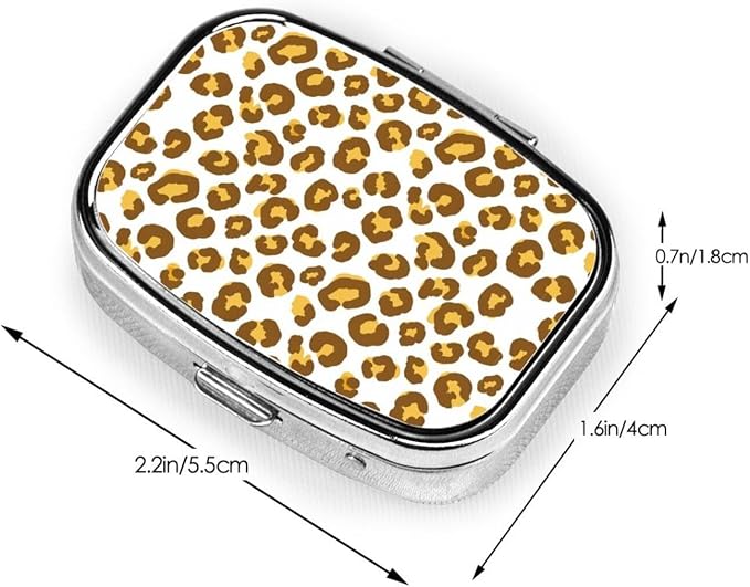 Stainless Steel Pill Box Jewelry-Sized Medicine Organizer Moisture-Proof Outdoor Adventure Gear, Cheetah Gold Leopard Print