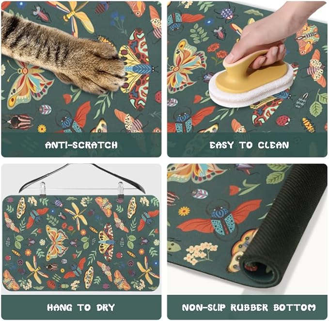 Dog Food Mats for Floors Waterproof, Pet Water Bowl Mats Pet Feeding Absorbent Placemats 12 * 20 inch