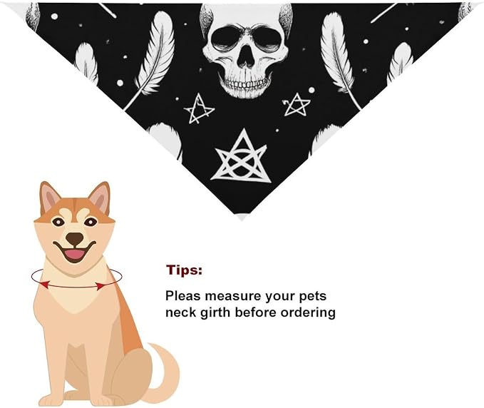Portable Adjustable Goth Raven Crow Skull Moon Star Gothic Witch Magic Spirit Board Triangle Dog Scarf, Lightweight and Comfortable Pet Daily Accessories for Casual Daily Use