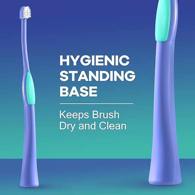 Deep-Clean Professional Pet Toothbrush – High-Efficiency Bristles & Hygienic Standing Base – 20° Ergonomic Grip Safe Daily Dental Care for Cats & Small Dogs, Blue