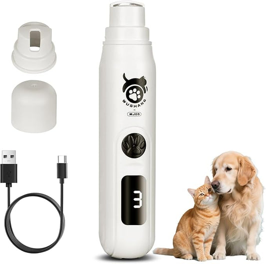 LINFOX Dog Nail Grinder, 3-Speed Low Vibration Quiet Electric Pet Nail Trimmer with Digital Display, Rechargeable USB-C Cat & Dog Nail File for Small Medium Large Pets