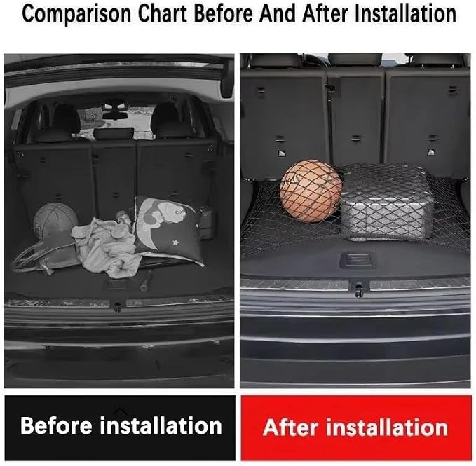 Car Nets Car Trunk Net For Toyota For RAV4 XA50 2019-2024 2020 2021 2022 Boot Luggage Mesh Nylon Bag Storage Rear Back Cargo Cargo Net(110cmx60cm)