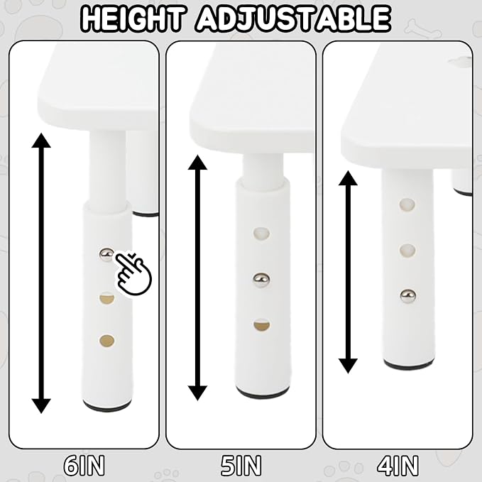 Elevated Cat Food Stand, Adjustable Automatic Cat Feeder Station | 4/5/6 in Adjustable Cat Feeding Station, 14.5 x 9 in Platform, Fits Most 4-6 L Automatic Feeders, Non-Slip Base, White