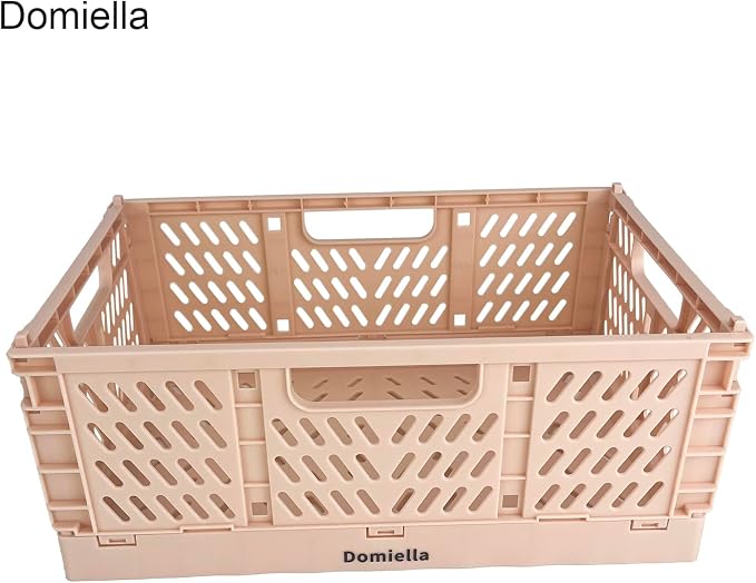 2 Pack Stackable Storage Crates, Plastic Foldable Baskets Small Pink | Easy-carry handles, suitable for toys books groceries office supplies and household storage for home office shopping