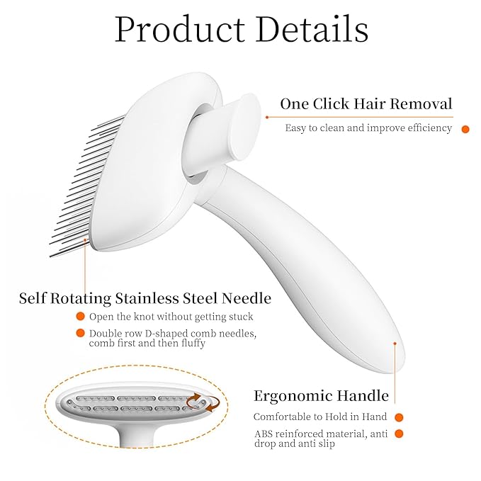 Self Cleaning Undercoat Rake Deshedding Brush for Long Haired Dogs Cats, Fit Golden Retriever, Border Collie ， German Shepherd ， Husky ， Animals Grooming Tool ， As a Gift for a Pet Owner