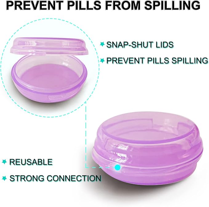 UHOUSE Small Pill Box (3 Pack), Daily Mini Pill Organizer Portable for Purse Pocket,Travel Pill Case Medicine Storage Container Earplug Case (Purple)