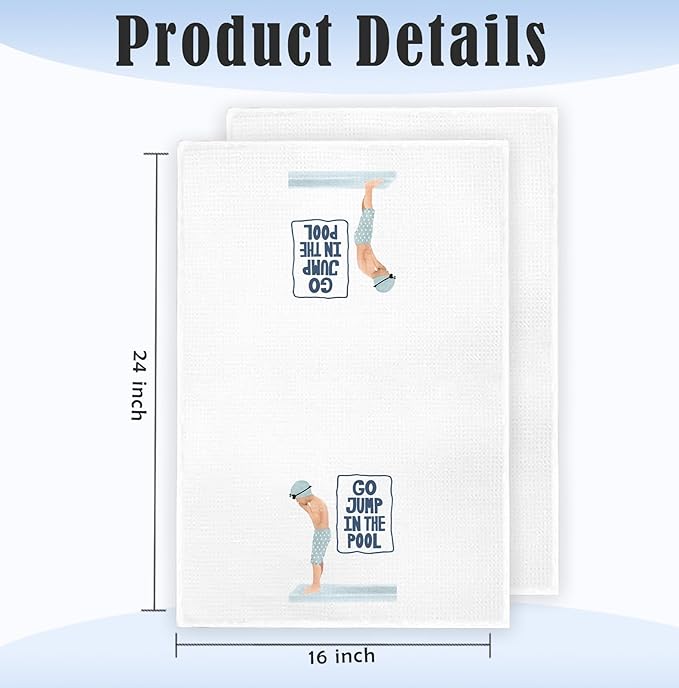 Kids Hand Towels Decorative, Boys Bathroom Decor, Go Jump in The Pool Hand Towels for Swimming Kids Bathroom Washroom Decor, 16x24 Inch