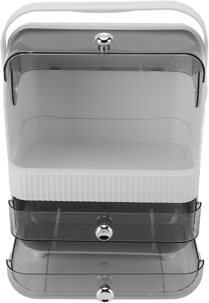 Makeup Organizer with PET Material and 2 Drawers for Bathroom Countertop (Large)