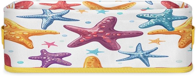 Color Starfish Bathroom Storage Basket Waterproof Foldable Storage Bins with Handles Decorative Toilet Paper Storage Basket for Organizing for House Bathroom Toiletries
