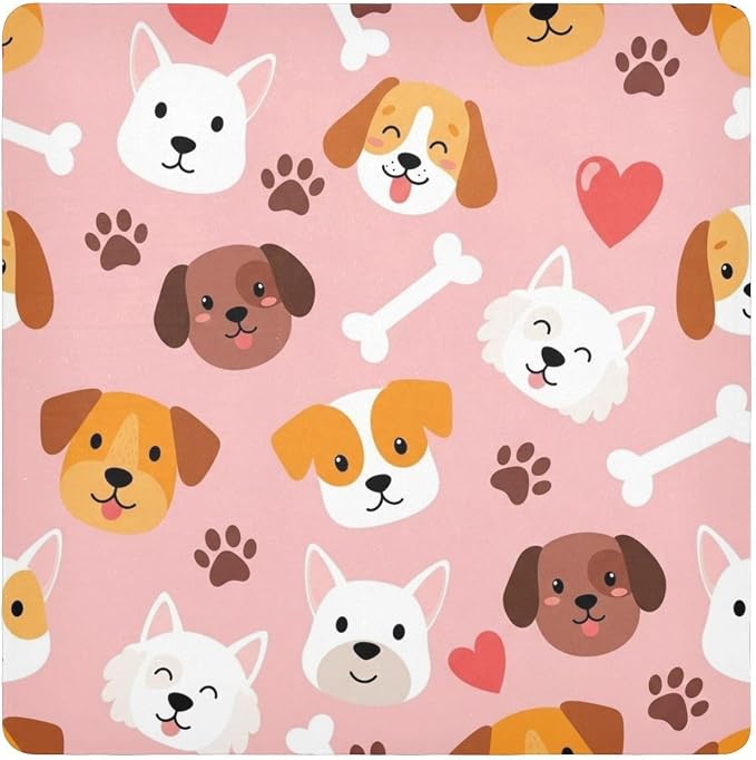 Emelivor Pets Dogs Pink Pattern Self-Adhesive Magic Cloth Makeup Bag Foldable Cosmetic Bag for Travelling Protector Wrapper for Camera Travel Organizer for Cosmetics Electronics, 13.8x13.8in