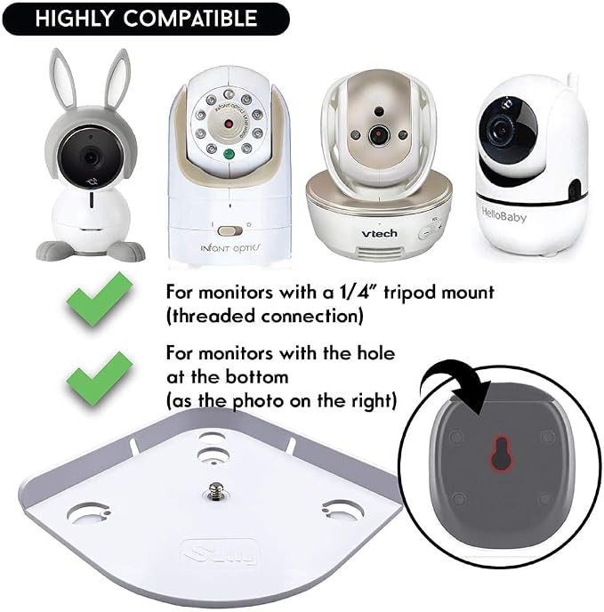 Baby Monitor Shelf Mount for Hello Baby Corner Camera Shelf Compatible with Infant Optics DXR-8 DXR-5 Arlo Baby Babysense 7 Motorola - Universal Wall Mounts Crib Cam Holder for Infants Video
