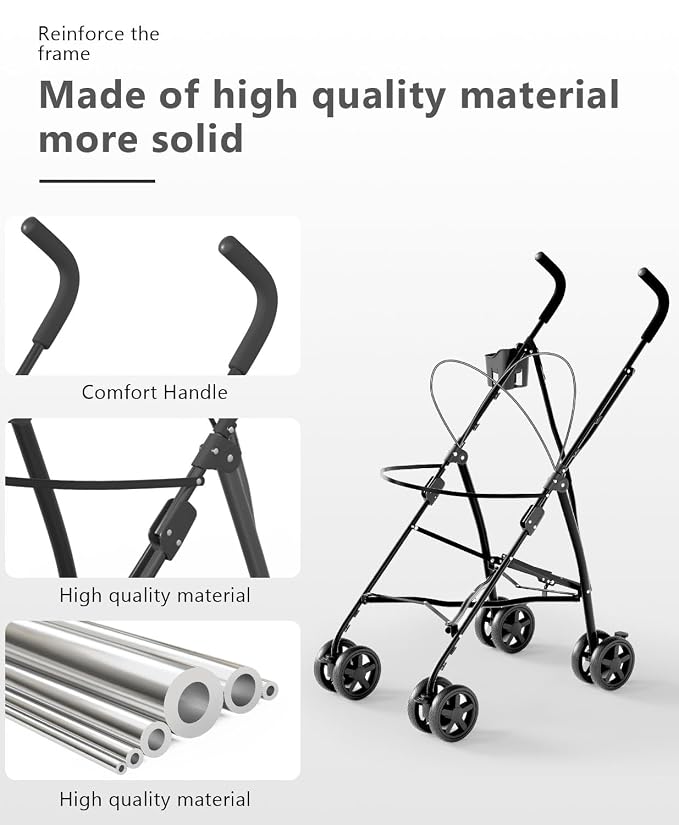 OS MOTOR 4 Wheels Pet Stroller for Small Medium Pets, Black | Foldable Carrier Jogger, Rear Wheel Breaks, Storage Basket, Visible Mesh Weather Cover, Portable, Dog, Cat, Puppy, Kitty