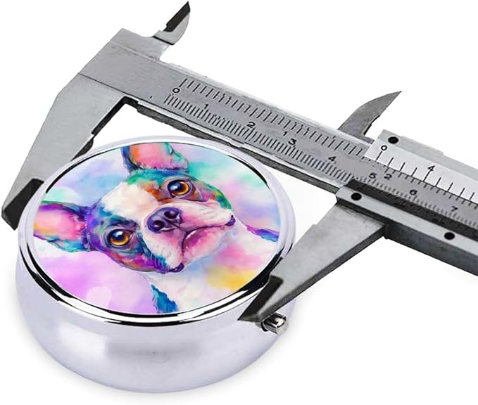 Pitbull Pet Dog Art Portable Pill Organizer | 3 Compartment, With Mirror, For Men Women, For Daily Supplements, Vitamins, Fish Oil, Jewelry, Candy, Travel