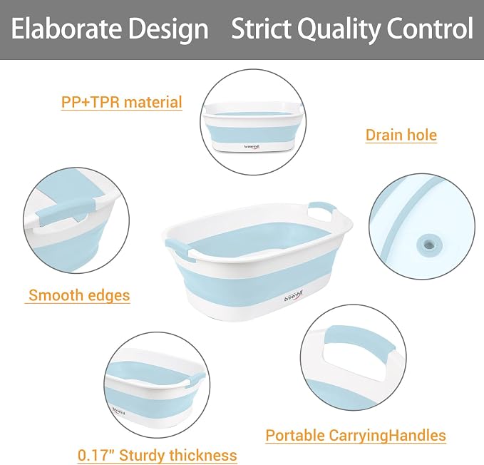 Collapsible Dog Bath Tub, Portable Puppy Bathtub with Drain Plug, Blue | Collapsible and Portable,Easy Water Drainage,For Small Dogs, Puppies and Cats, Indoor and Outdoor Use, Space-Saving Storage