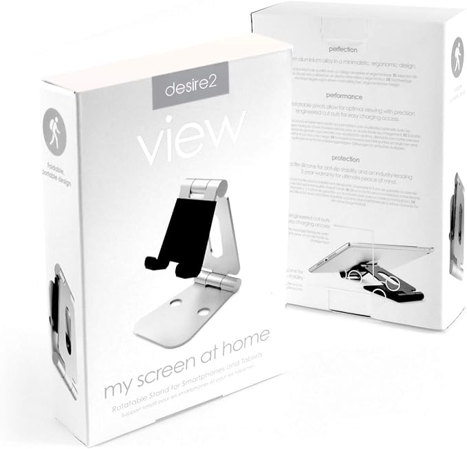 Desire2 Cell Phone Stand Adjustable for Desk, Dual Rotation Compatible with iPhone 13 12 11 Pro XS Max XR X 8 7 6 6s Plus SE SE2 5 5s - Silver | Reflective Waterproof Dog Cover with Harness Hole - Size L