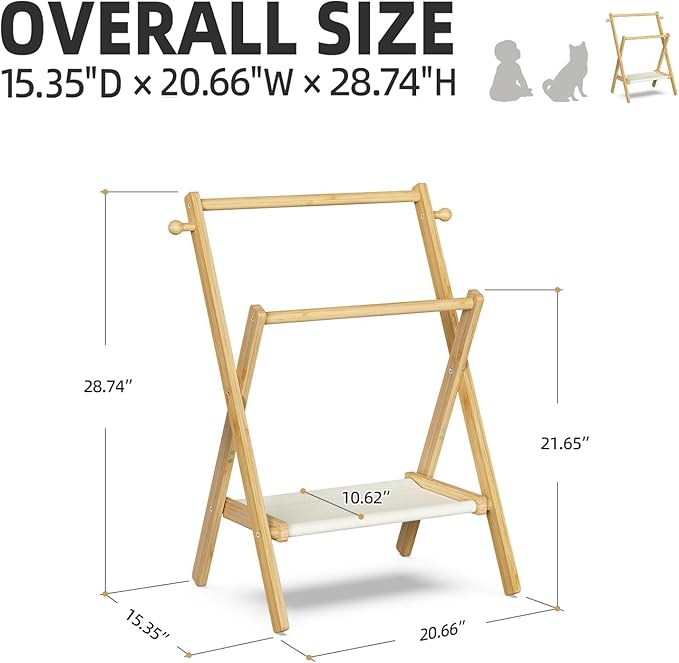 BAMBOOHOMIE Baby Clothing Rack for Baby Shower Pets Dolls, Baby Clothes Rack with Storage Shelf & Double Rods, Toddler Clothes Rack, Mini Closet Baby Shower Rack (Natural)