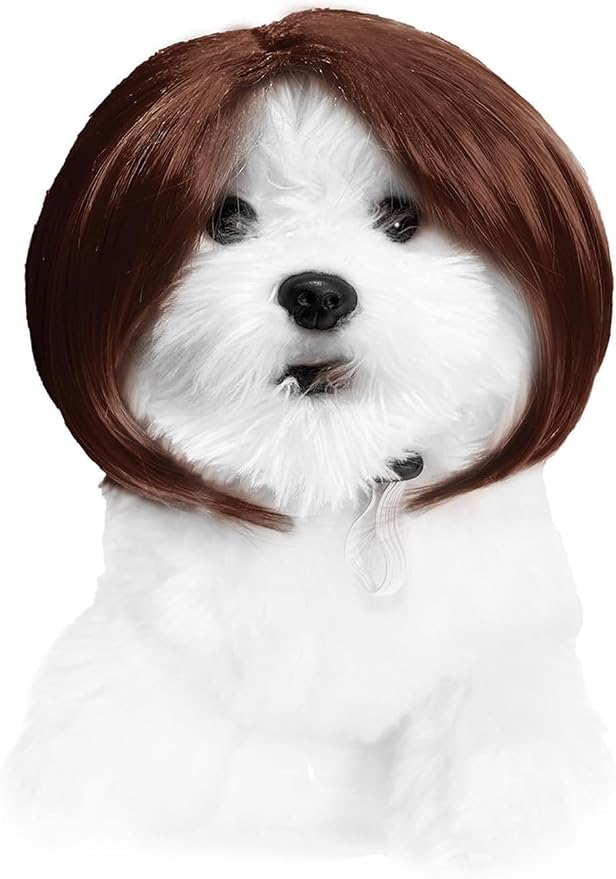 Cute Pet Wig Headband, Funny Dog Cat Hair Accessory for Halloween, Brown B | Funny, Universal fit