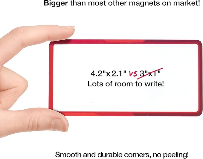 24 Pieces Big Dry Erase Magnetic Labels 4.2" x 2.1" | Writable Magnetic Name Tags Strips Plates Dry Erase Magnets for Whiteboard Classroom Locker Refrigerator Metal Shelves Crafts | Bonus Included