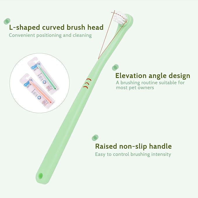 2 Pack Mini Head Soft Cat & Dog Toothbrush Deep Clean Kit, Portable Travel Friendly & Easy to Use for Puppy, Kitten, Small Dog & Cat