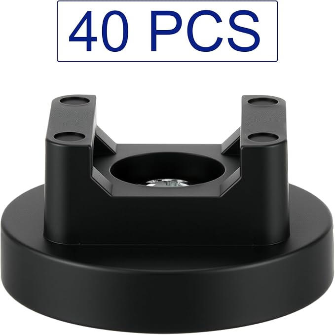 Yookeer 40 Pcs Magnetic Zip Tie Mount Cable Clips Black,31 Mm | Multipurpose Cable Clips Wire holder for Electrical Wiring, Magnet Base for Metal Surfaces, Without Drilling, Reusable